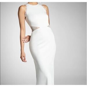 Sachin + Babi White Lace Accent Wedding Dress